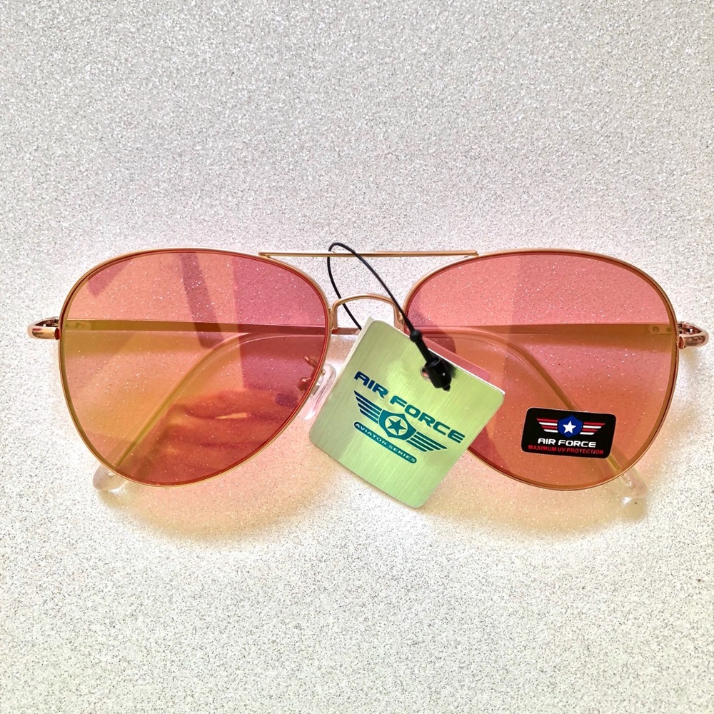 NWT Air Force Pink Mirrored Aviator Sunglasses